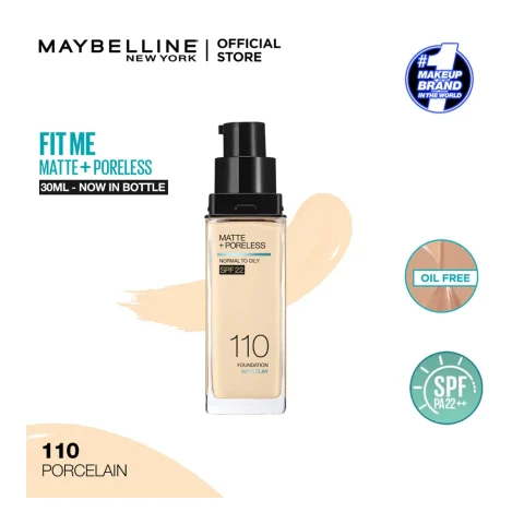 Maybelline Fit Me Matte + Poreless Liquid Foundation SPF 22 - 110 product visual for Wali Cosmetics Traders